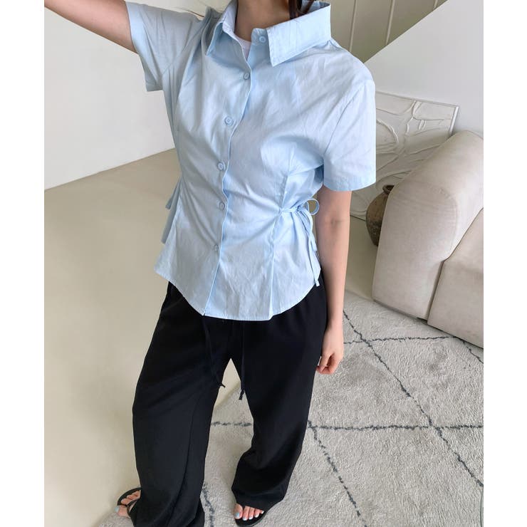 サイドリボンストラップ半袖シャツ | by muni:r | 詳細画像6 