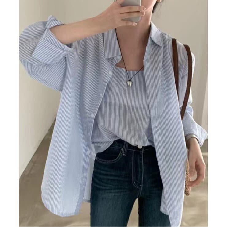 シアーストライプキャミソール+シャツSET | by muni:r | 詳細画像11 