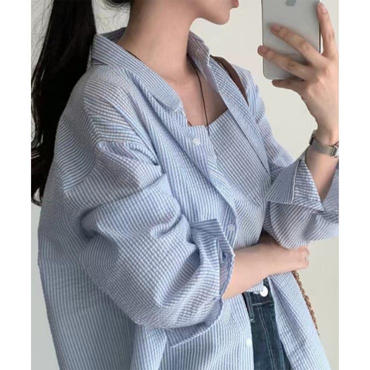 シアーストライプキャミソール+シャツSET | by muni:r | 詳細画像14 