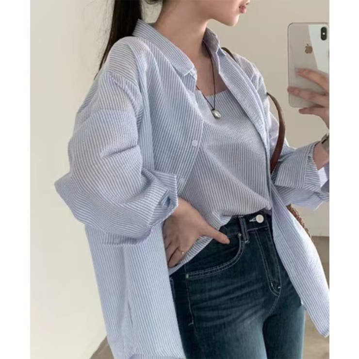 シアーストライプキャミソール+シャツSET | by muni:r | 詳細画像19 