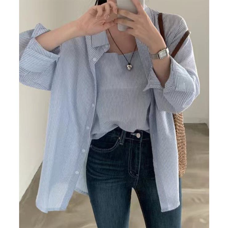 シアーストライプキャミソール+シャツSET | by muni:r | 詳細画像20 