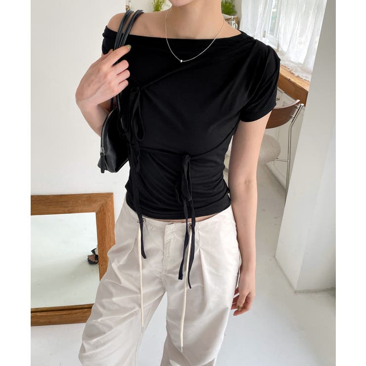 アンバランスリボンストラップTシャツ | by muni:r | 詳細画像10 