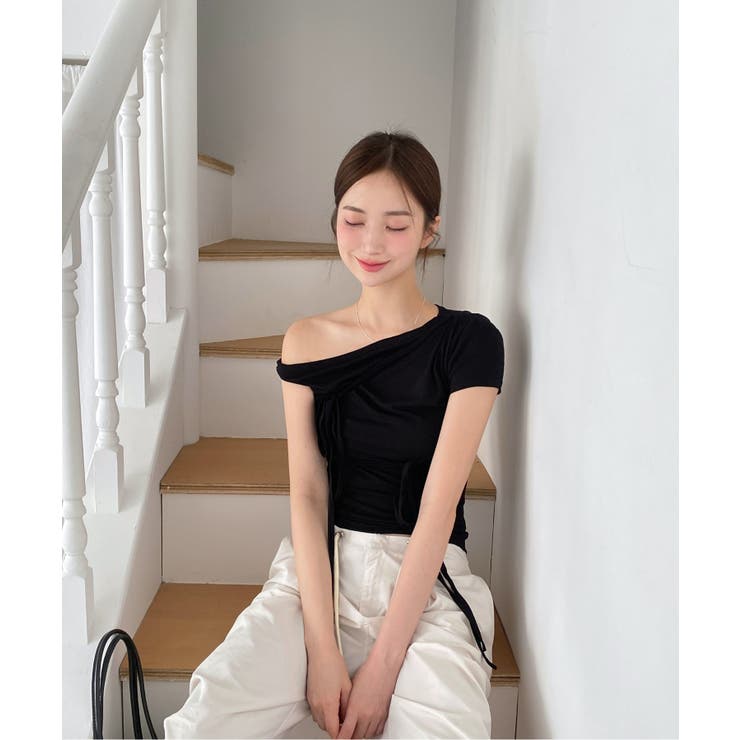 アンバランスリボンストラップTシャツ | by muni:r | 詳細画像12 