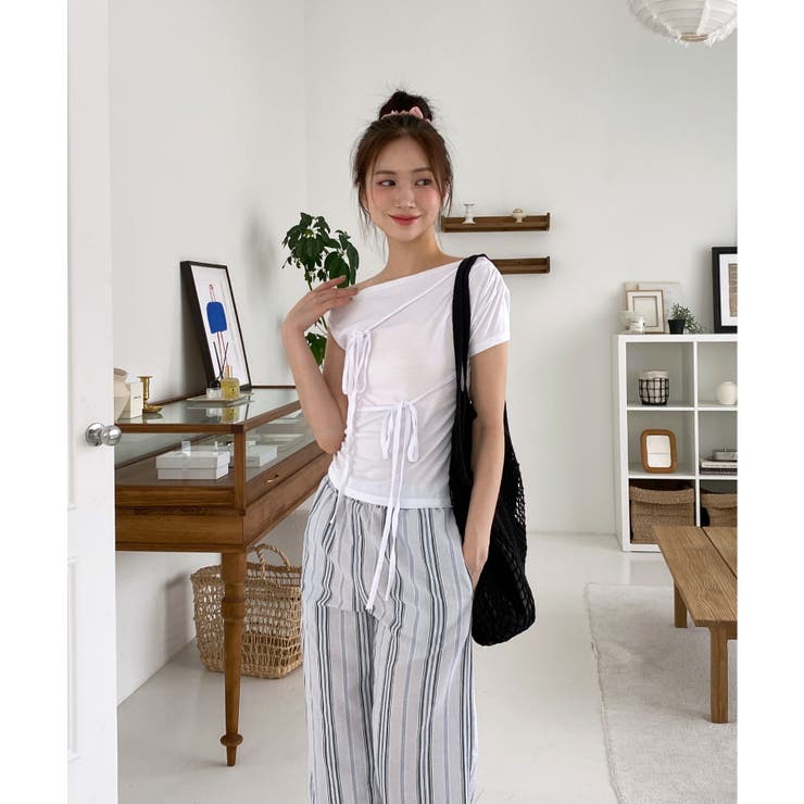 アンバランスリボンストラップTシャツ | by muni:r | 詳細画像14 