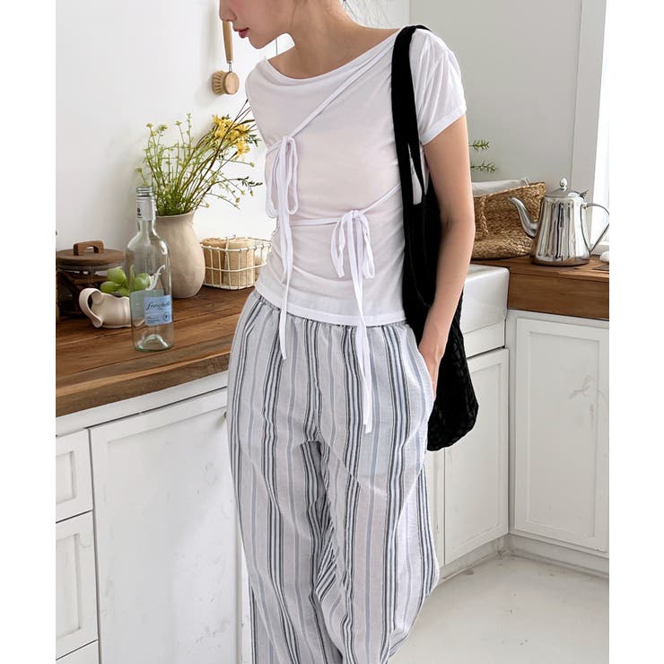 アンバランスリボンストラップTシャツ | by muni:r | 詳細画像17 