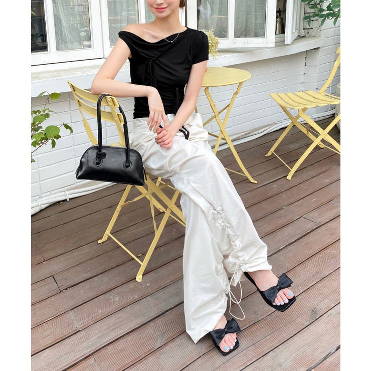 アンバランスリボンストラップTシャツ | by muni:r | 詳細画像2 