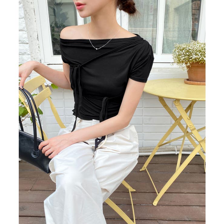 アンバランスリボンストラップTシャツ | by muni:r | 詳細画像3 