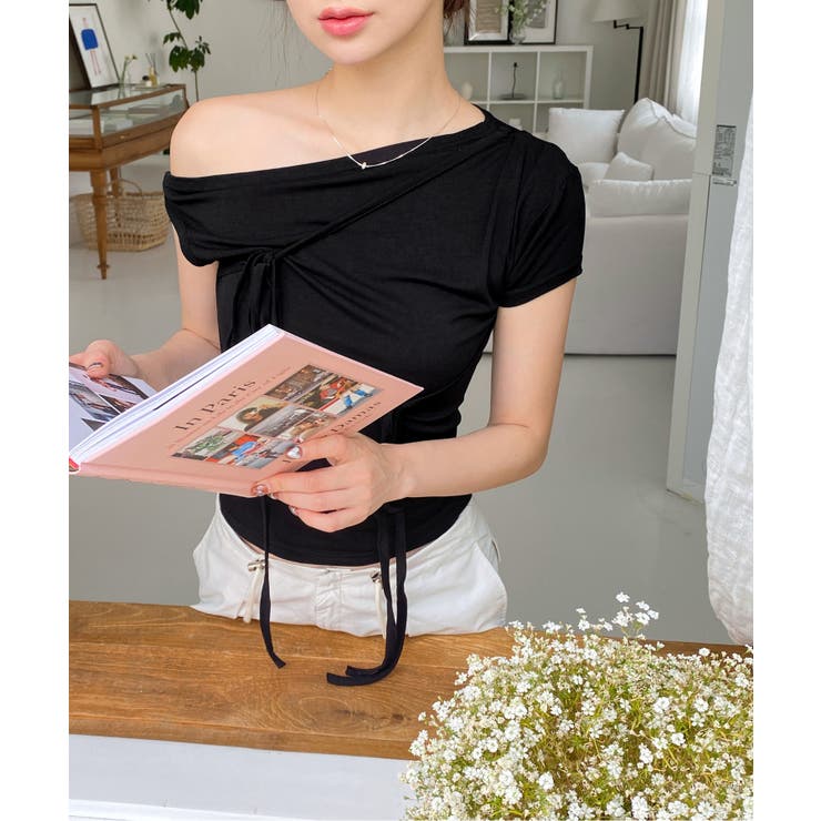 アンバランスリボンストラップTシャツ | by muni:r | 詳細画像5 