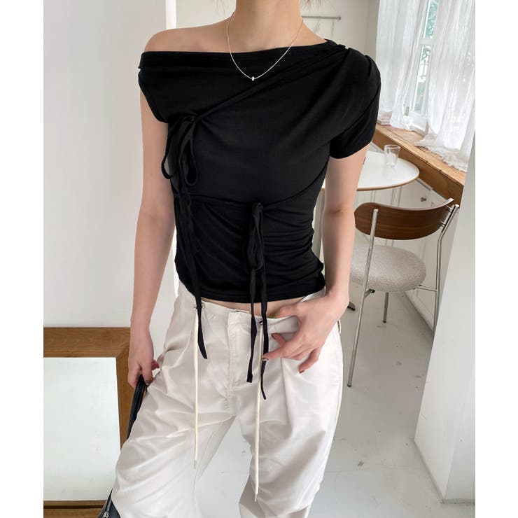 アンバランスリボンストラップTシャツ | by muni:r | 詳細画像9 