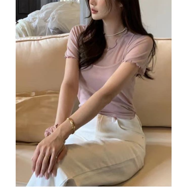 レイヤードウェーブ半袖Tシャツ＋キャミソールSET | by muni:r | 詳細画像10 