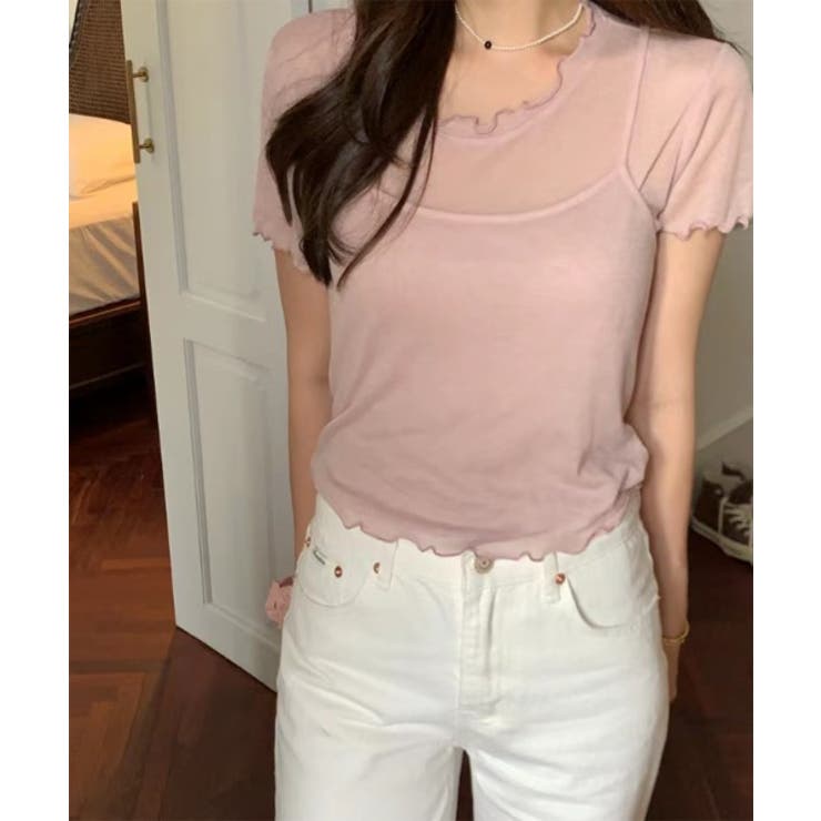 レイヤードウェーブ半袖Tシャツ＋キャミソールSET | by muni:r | 詳細画像13 