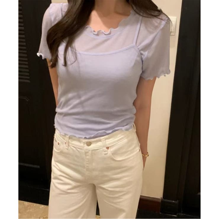 レイヤードウェーブ半袖Tシャツ＋キャミソールSET | by muni:r | 詳細画像14 