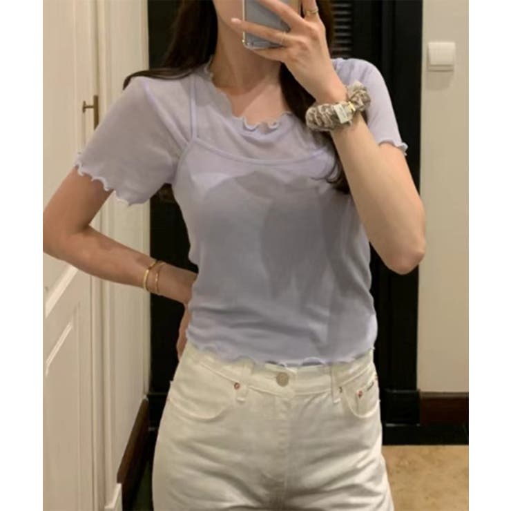 レイヤードウェーブ半袖Tシャツ＋キャミソールSET | by muni:r | 詳細画像15 