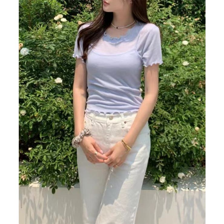 レイヤードウェーブ半袖Tシャツ＋キャミソールSET | by muni:r | 詳細画像18 