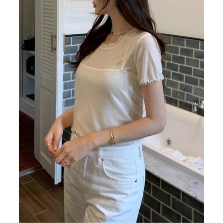 レイヤードウェーブ半袖Tシャツ＋キャミソールSET | by muni:r | 詳細画像3 