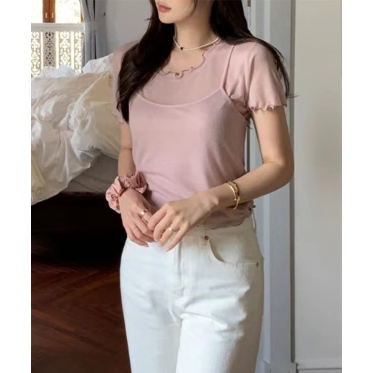 レイヤードウェーブ半袖Tシャツ＋キャミソールSET | by muni:r | 詳細画像8 