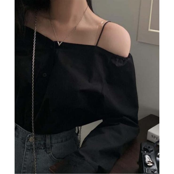 オフショルダーシャツブラウス | by muni:r | 詳細画像3 