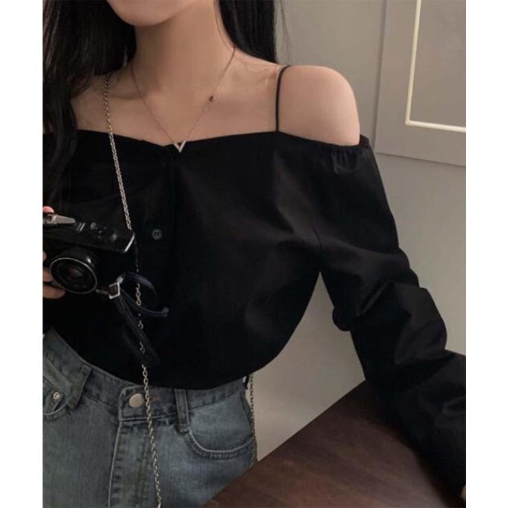 オフショルダーシャツブラウス | by muni:r | 詳細画像4 