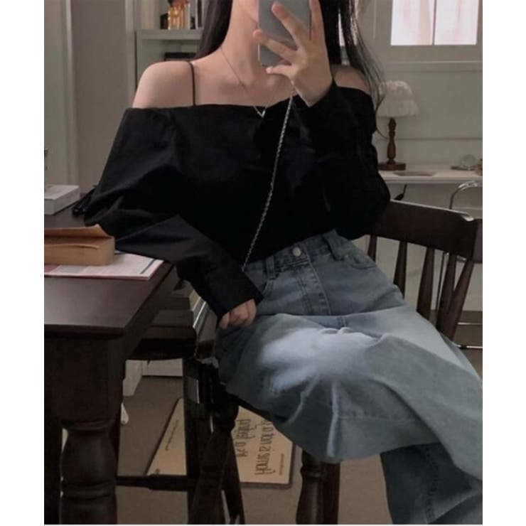 オフショルダーシャツブラウス | by muni:r | 詳細画像7 