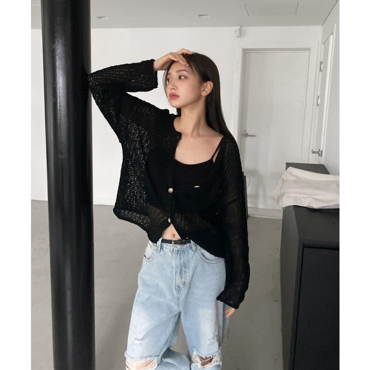 Loueme カーディガン 「6色展開」ゴールドボタンカーディガン