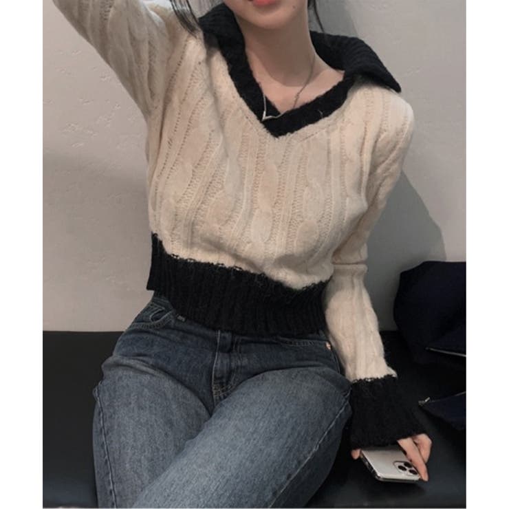 バイカラークロップドニット | by muni:r | 詳細画像10 