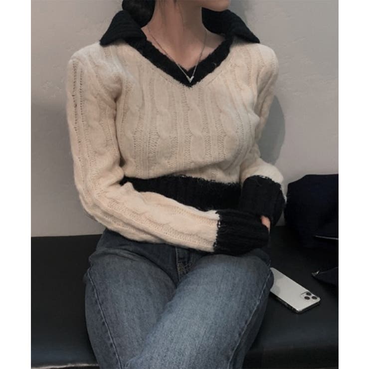 バイカラークロップドニット | by muni:r | 詳細画像12 