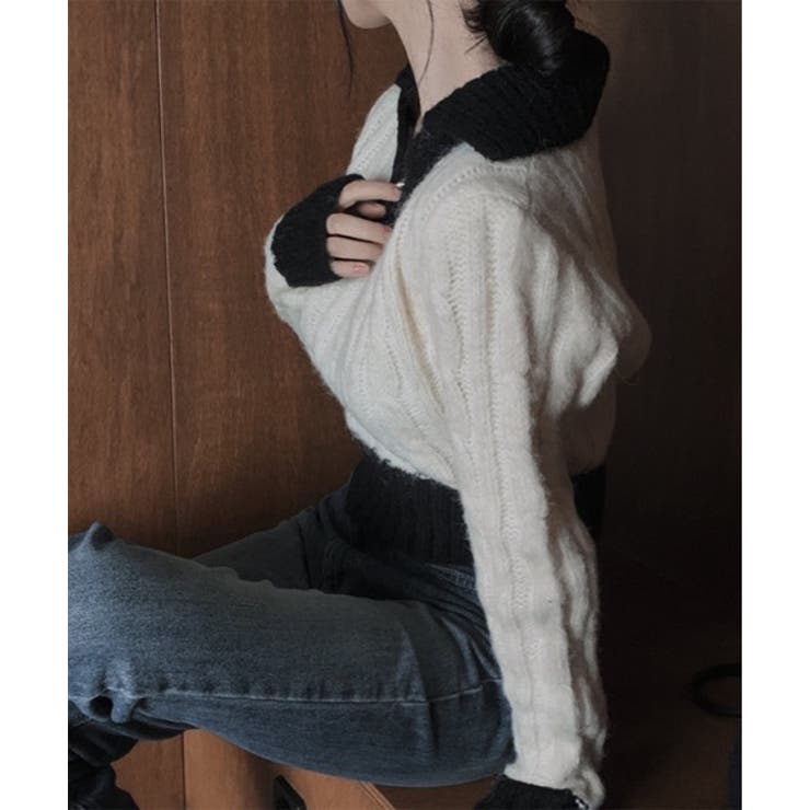 バイカラークロップドニット | by muni:r | 詳細画像15 