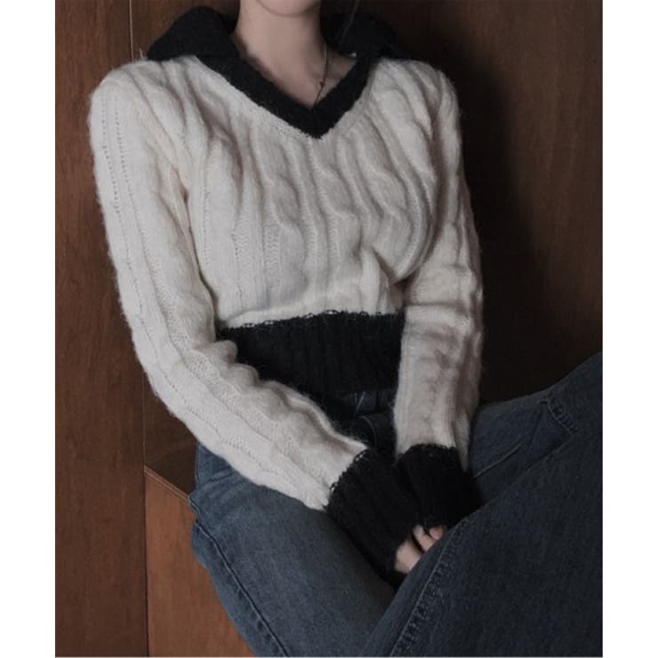 バイカラークロップドニット | by muni:r | 詳細画像16 