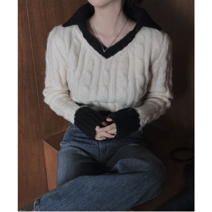 バイカラークロップドニット | by muni:r | 詳細画像17 