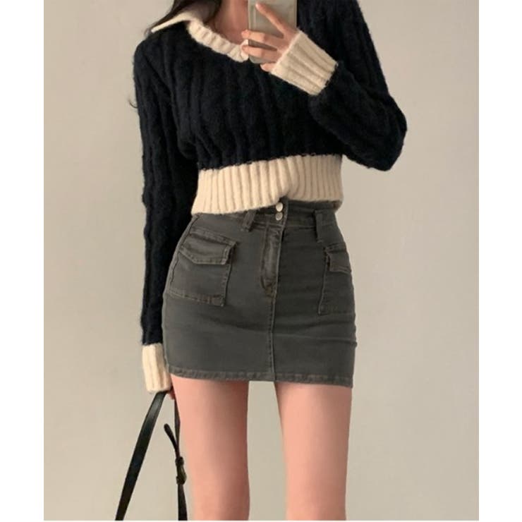 バイカラークロップドニット | by muni:r | 詳細画像6 