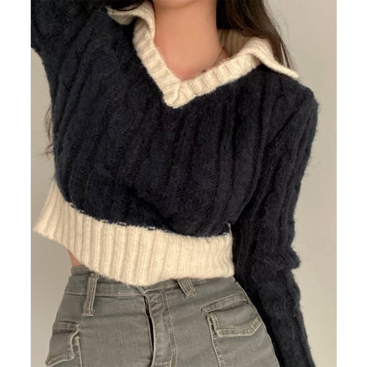 バイカラークロップドニット | by muni:r | 詳細画像7 