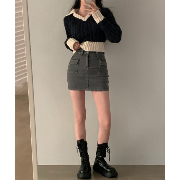 バイカラークロップドニット | by muni:r | 詳細画像8 