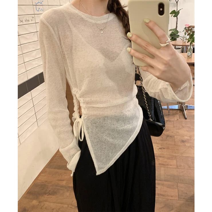 ホールシャーリングアンバランスシースルーTシャツ | by muni:r | 詳細画像1 