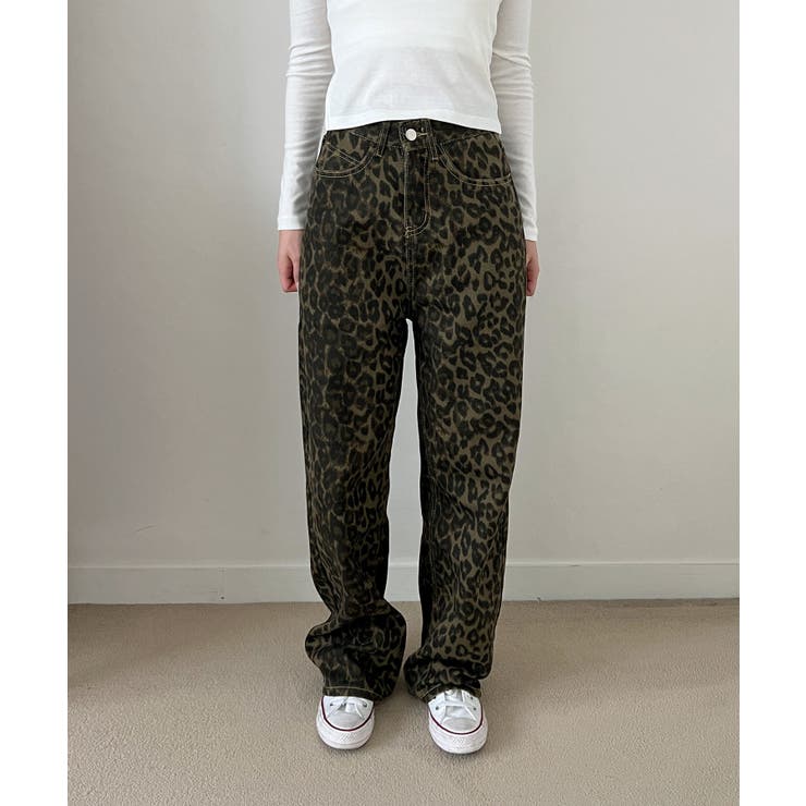 レオパードロングワイドパンツ[品番：FROW0001515]｜by muni:r
