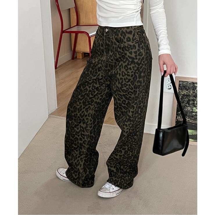 レオパードロングワイドパンツ[品番：FROW0001515]｜by muni:r