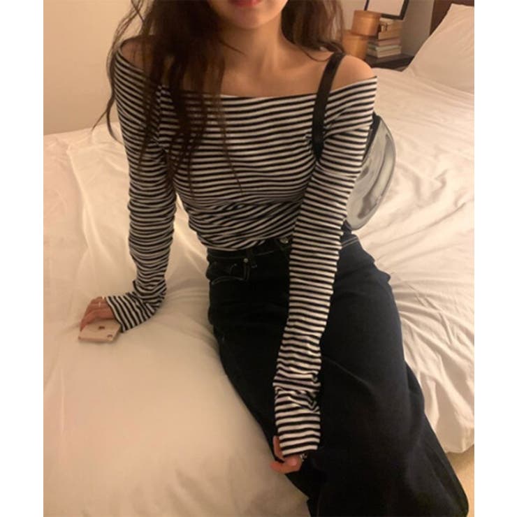 ストライプオフショルダーTシャツ | by muni:r | 詳細画像10 