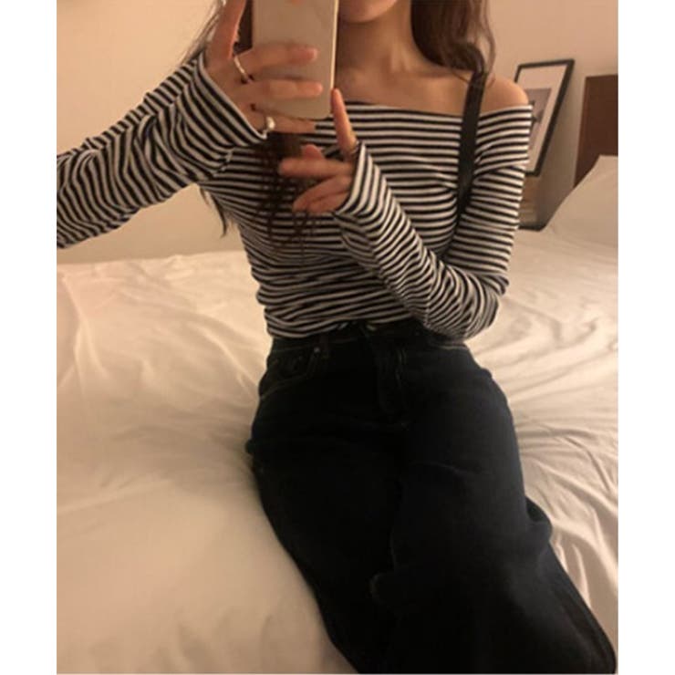 ストライプオフショルダーTシャツ | by muni:r | 詳細画像4 