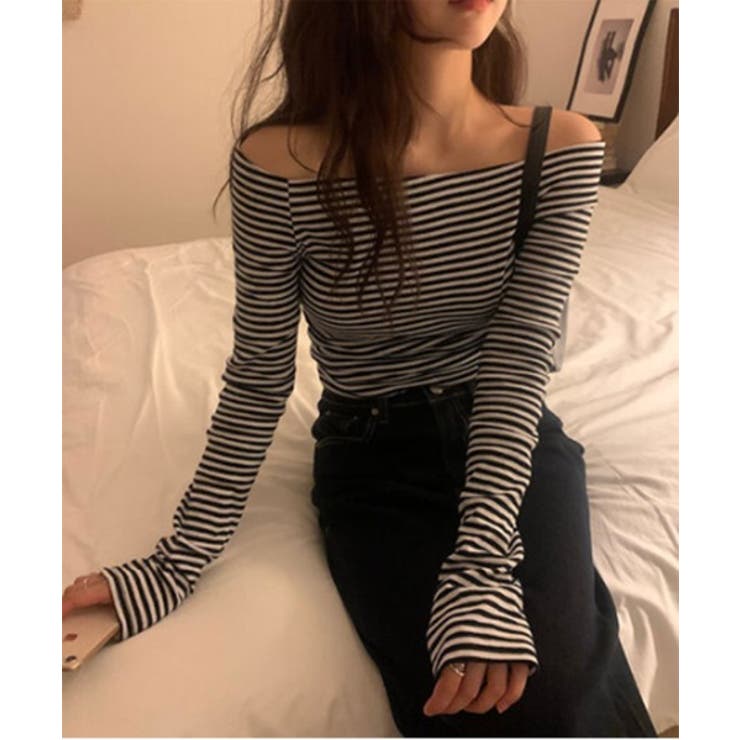 ストライプオフショルダーTシャツ | by muni:r | 詳細画像5 