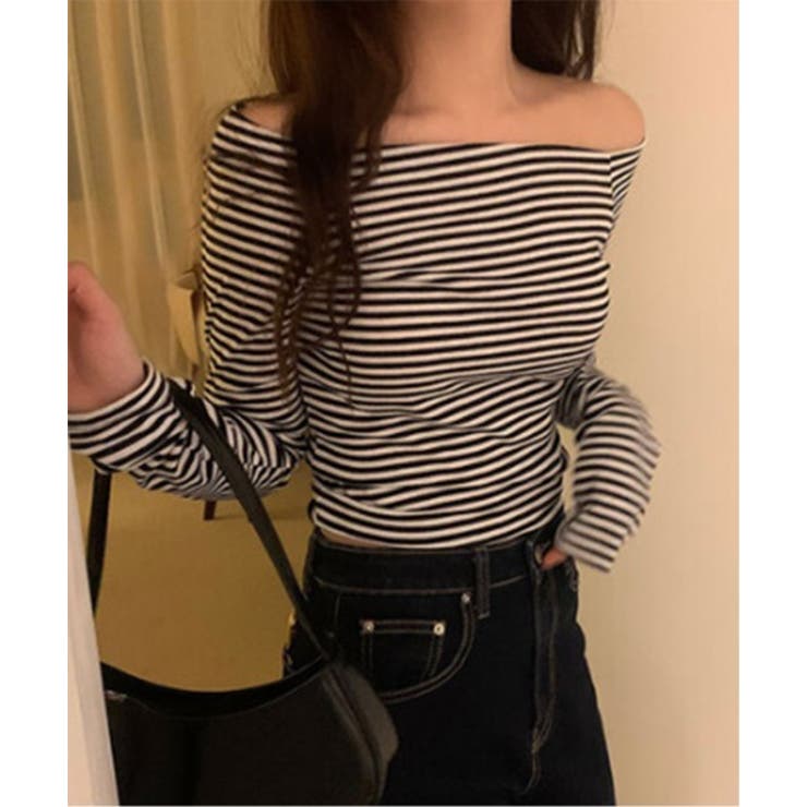 ストライプオフショルダーTシャツ | by muni:r | 詳細画像6 