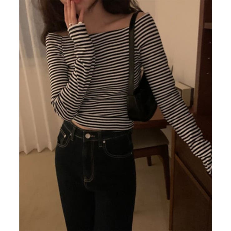 ストライプオフショルダーTシャツ | by muni:r | 詳細画像9 