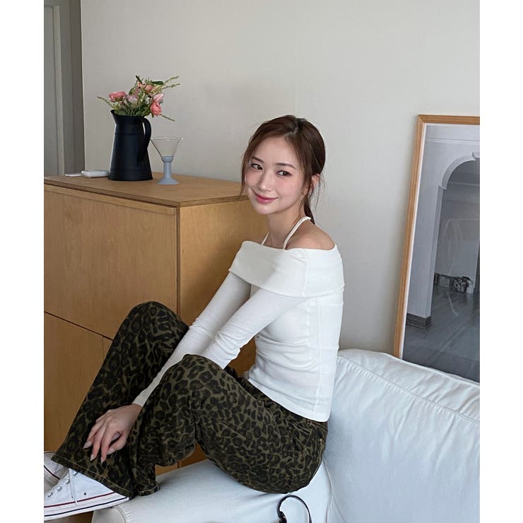 スリットオフショルダーストラップロングTシャツ | by muni:r | 詳細画像12 