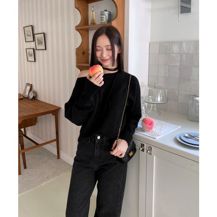 フェミニンボートネックタイニット[品番：FROW0001512]｜by muni:r