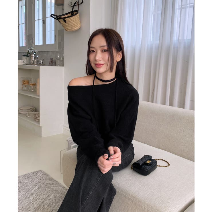 フェミニンボートネックタイニット[品番：FROW0001512]｜by muni:r