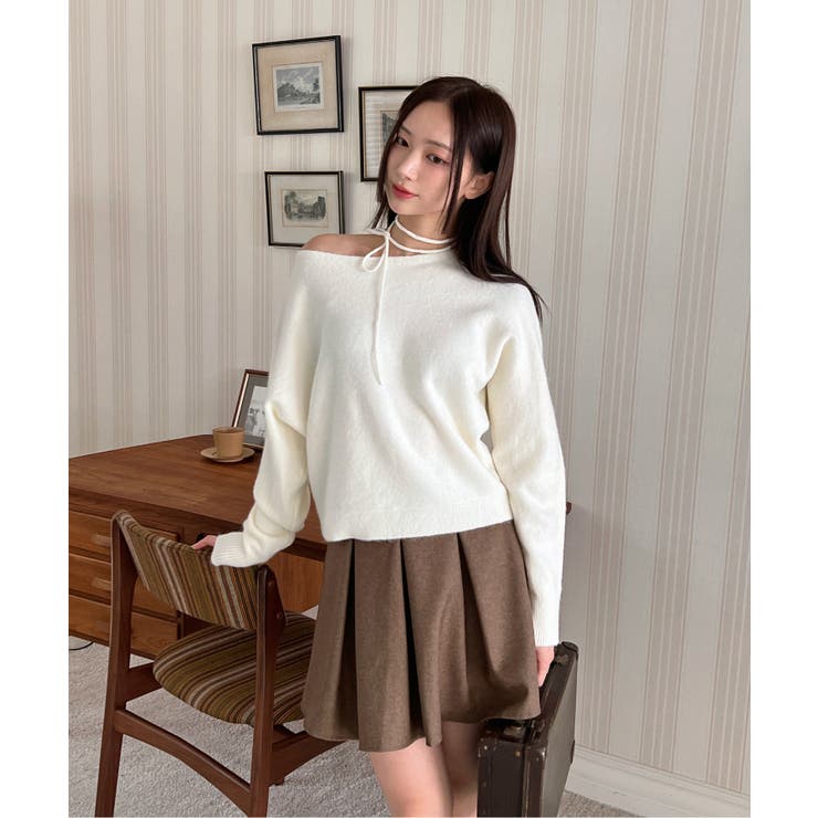 フェミニンボートネックタイニット[品番：FROW0001512]｜by muni:r