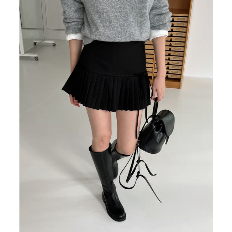 【THEAIRTOWN】パフィリボンミニスカート ダブルスカートリボンミニドレス / Double Skirt Ribbon Mini