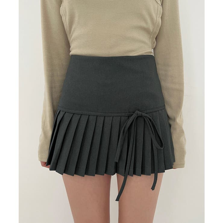 ハーフプリーツリボンミニスカート[品番：FROW0001517]｜by muni:r