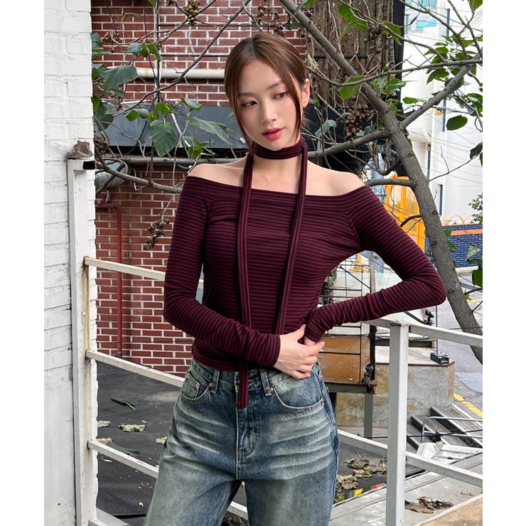 ボーダーオフショルダーマフラーSET | by muni:r | 詳細画像13 