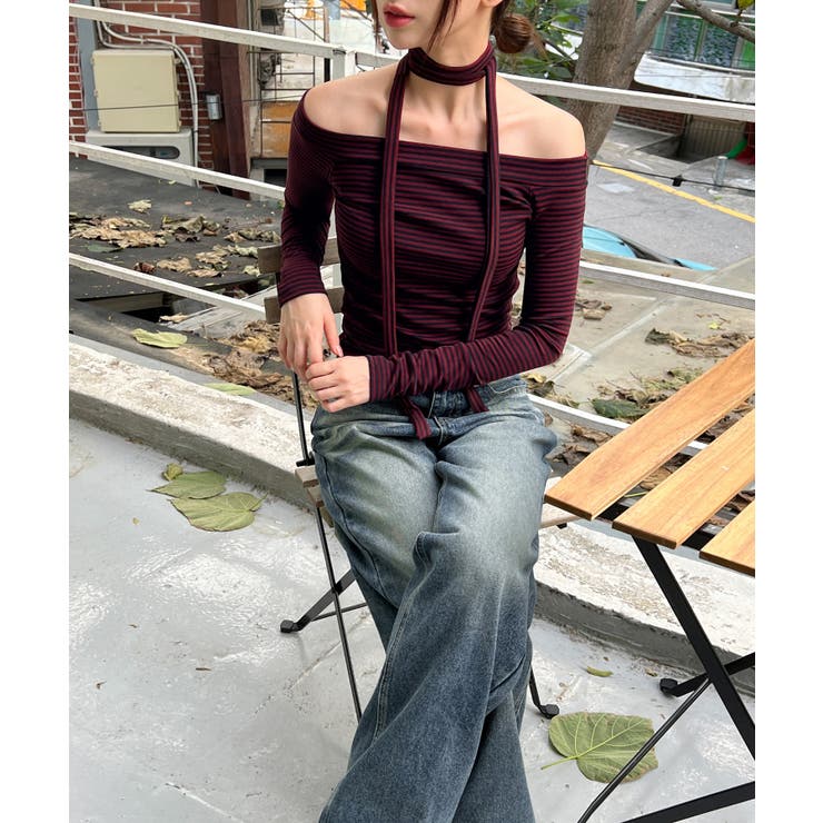 ボーダーオフショルダーマフラーSET | by muni:r | 詳細画像14 