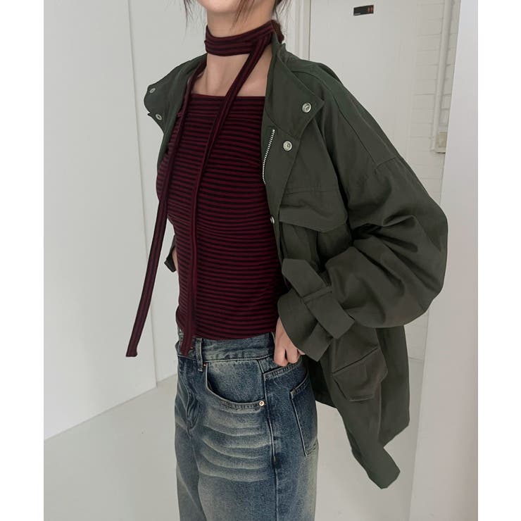 ボーダーオフショルダーマフラーSET[品番：FROW0001520]｜by muni:r