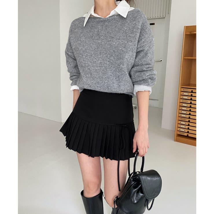 ルーズボートネックニット+スカーフSET[品番：FROW0001526]｜by